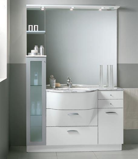 CURVARETTA laccato bianco opaco e alluminio top bianco carrara.