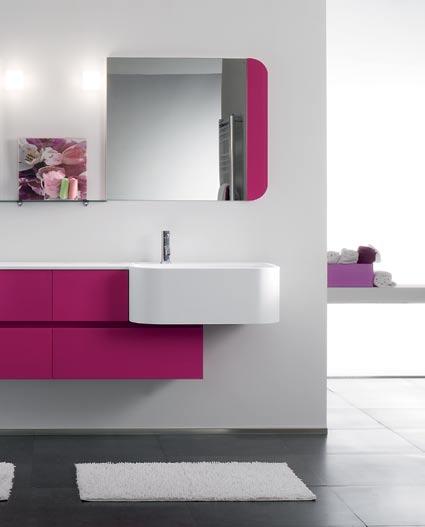 SET laccato fucsia lucido - lavabo cristalplant bianco opaco.