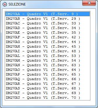 Selezionare il modulo evidenziato [DM2V1E - Quadro V1 (Eventi Figurativi)] per accedere alla gestione dei moduli di calcolo specifici per ogni Tipo Servizio.