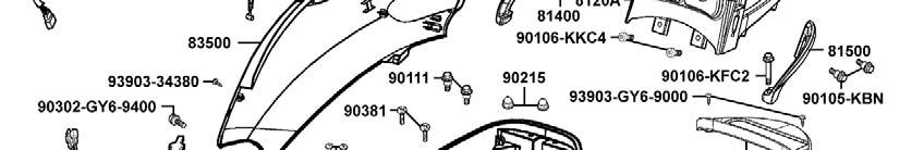 9006-KKC-900 0065 VITE RONDELLA 8mm 90-87-000 00550 VITE FLANGIATA 6 MM,0 905-KKC-900 00606 DADO A CAPPUCCIO 6mm