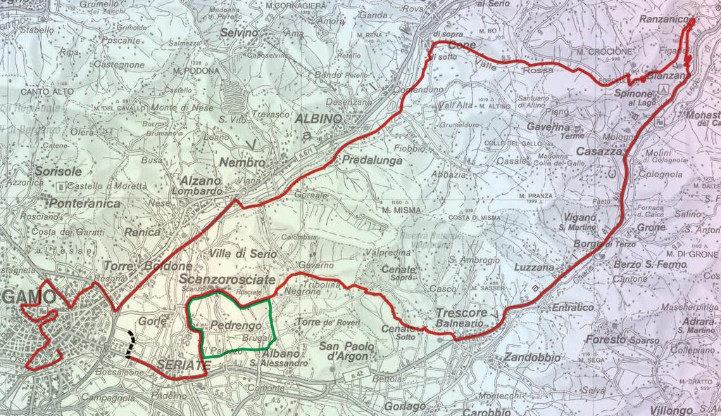 Planimetria Trasferimento (1 Km) Percorso BIANZANO Forcella di Valle Rossa Circuito (2 giri)