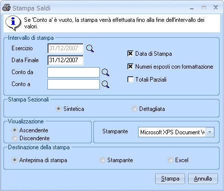 documento in formato Excel che riporta tutti i dati contabili secondo le logiche del programma e le opzioni selezionate dall Utente nella maschera di stampa.