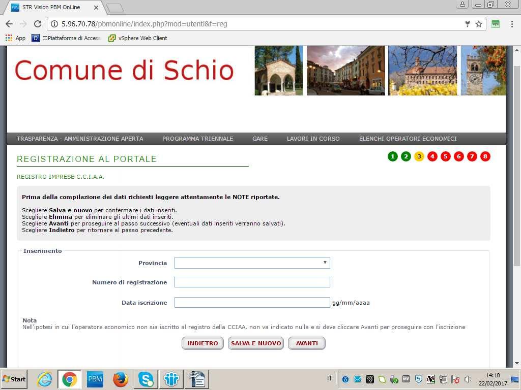 Una volta terminato l inserimento dell anagrafica cliccare su avanti nel caso in cui non vi siano altri soggetti da inserire.