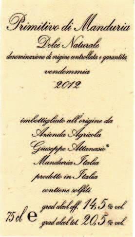 ETA' DEL VIGNETO: 40 anni TIPOLOGIA DI RACCOLTA: manuale, in cassette EPOCA DI VENDEMMIA: metà settembre AFFINAMENTO: 12 mesi in acciaio ACCOSTAMENTI: cioccolato, formaggi stagionati ed erborinati.