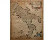 Lotto n. 091 - Carta del Regno di Napoli incisione, raffigurante la carta Regno di Napoli del 1680 di Frederic De Witt 1630-1689. Cornice.