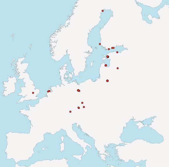 Ben rappresentate sono anche le coste del Baltico ed alcune aree continentali dell Europa centroorientale. Alcuni soggetti provengono inoltre dalle coste dell Europa settentrionale e dal Regno Unito.