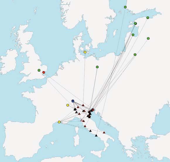 La distribuzione delle segnalazioni invernali conferma quella complessiva del campione delle ricatture, con una prevalenza delle aree dell Alto Adriatico e singole segnalazioni distribuite anche