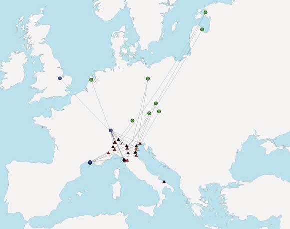 Foreign-ringed birds recovered in Italy during the autumn migration period of the same year of ringing.