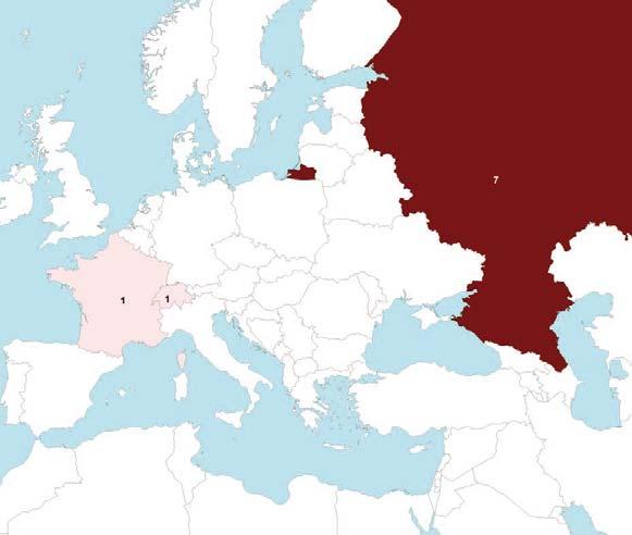 Moretta - Aythya fuligula Figura 22. Individui esteri ricatturati in Italia nelle pentadi della migrazione primaverile o della nidificazione dello stesso anno di cattura (n = 1).