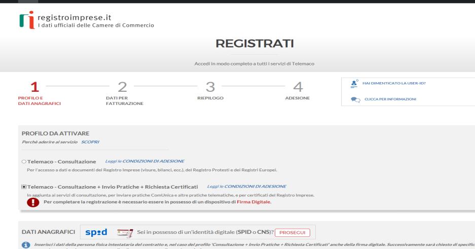 Attenzione: per completare la registrazione la società Infocamere S.c.p.a impiega almeno 48 ore lavorative. Si consiglia di tenere conto di questo tempo operativo.