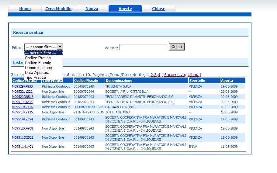 Nella SCHEDA DETTAGLIO PRATICA, cliccare sulla voce Invia Pratica (in alto, al centro) e confermare l operazione premendo il tasto Ok Il sistema conferma l avvenuto invio e visualizza la lista delle