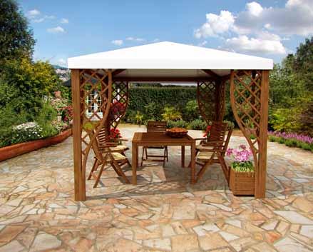 Gazebo Calice Pocket 7 277 7 292 7 277 7 292 Dimensioni e colori disponibili impregnato noce ral 8008 grigio ral 7046 verde ral 6021 dim. cm cod.