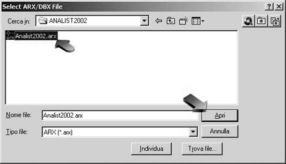 [Analist2002] Si attiverà il sistema integrato di Analist for AutoCAD che mostrerà: il menu Analist nella barra