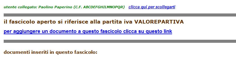 La maschera successiva riporta in basso il corretto caricamento della domanda nel proprio fascicolo