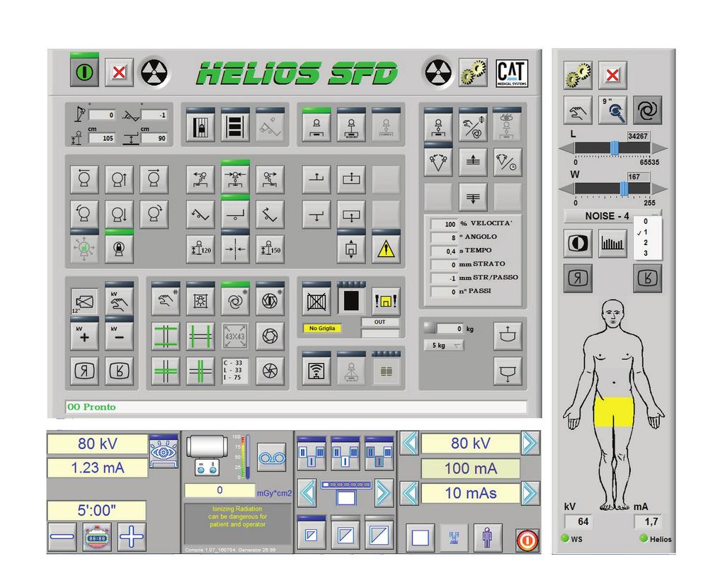 Console "All in One". "All in One" console. Un unica console touch screen comprende i comandi del tavolo, del generatore e del sistema immagine.