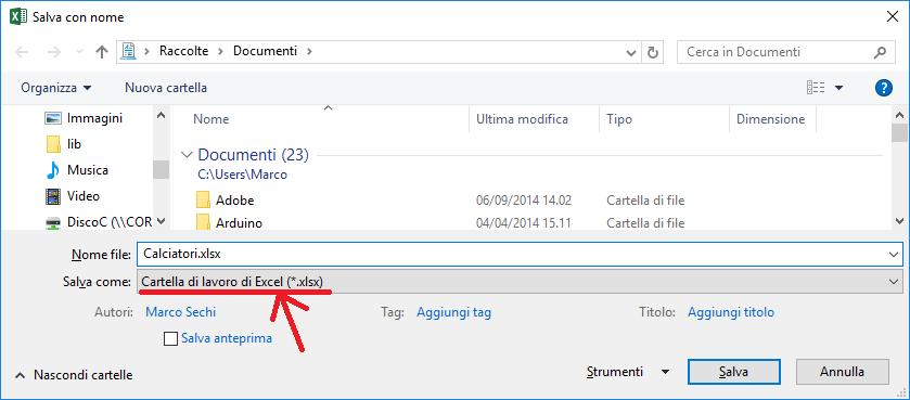 formato xls/xlsx per evitare di perdere eventuali formule o modifiche grafiche