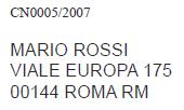 Il logo deve essere sempre collocato sul medesimo lato del blocco indirizzo destinatario in un area di 40x50 mm in alto a destra come riportato nell immagine seguente: I dati relativi all