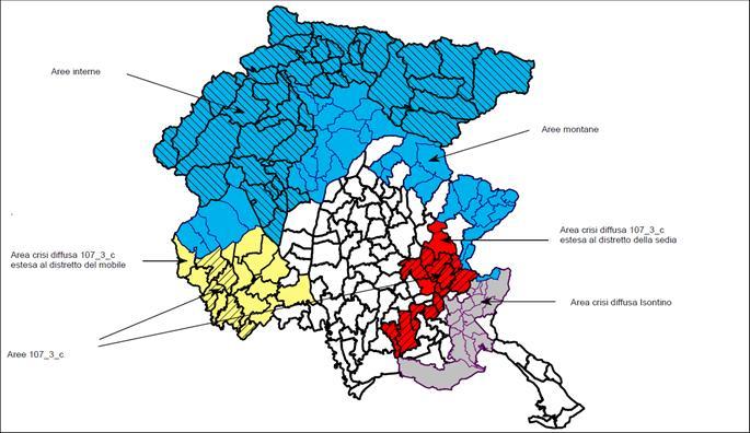 Mappa aree montane, aree interne e