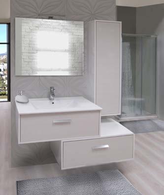 Bagno completo di lavabo in ceramica e specchiera con faretto