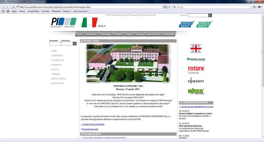 STRUTTURA SITO WEB PI www.profibus.