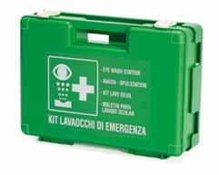 [ SOCCORSO OCULARE eye first aid ] pharma+aid 55 8000 KIT LAVAOCCHI EYE WASH KIT Peso/ Weight: Colori disponibili: verde Available colours: green cm 25,5x15,5x8 kg 0,25 vuoto / empty kg 1,10 completo