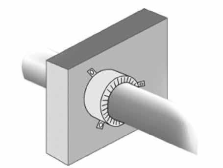 All interno del collare è presente una guaina in materiale intumescente a base di grafite in grado di espandersi ad una temperatura intorno ai 150 C aumentando il proprio volume di circa 20 volte; in