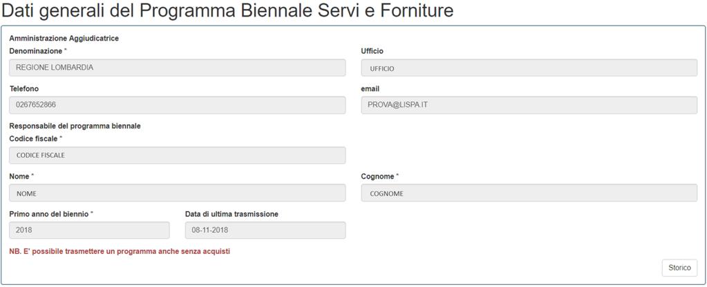 Per effettuare la trasmissione del programma occorre utilizzare il pulsante l asterisco sono obbligatori.