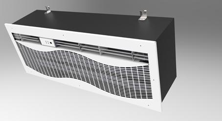 BARRIERA D'ARIA CENTRIFUGA AD INCASSO CON RESISTENZA ELETTRICA CARATTERISTICHE TECNICHE DI COLORE BIANCO TOTALE INTEGRAZIONE NEL CONTROSOFFITTO 3 VELOCITÀ AZIONABILI CON TELECOMANDO LE BARRIERE D