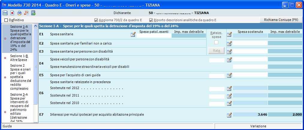 616 e 3.999 euro, il programma proponeva in detrazione il valore massimo detraibile.