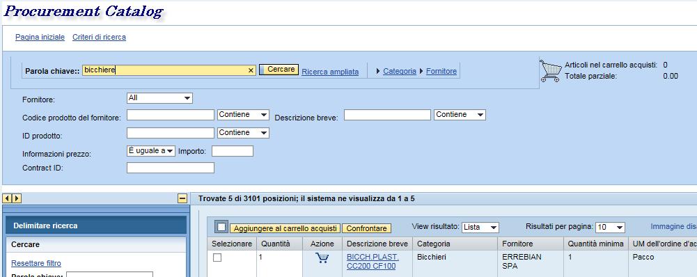 Ricerca ampliata La ricerca ampliata consente di effettuare una ricerca puntuale all interno di alcuni campi specifici