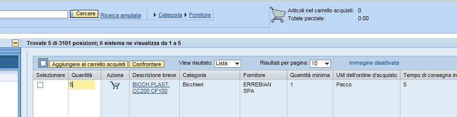Aggiungere articoli nel carrello acquisti Per aggiungere