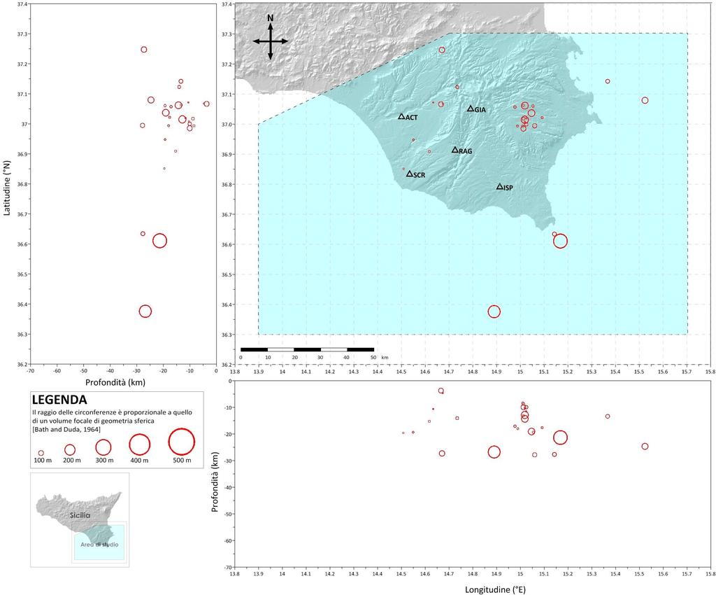 Figura 7 Mappa degli epicentri dei 28 eventi sismici registrati e localizzati all interno dell area di studio nel