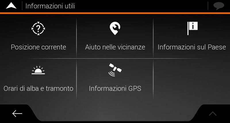 Menu Informazioni utili Il menu Informazioni utili offre diverse funzionalità