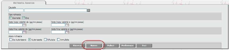 7 RICHIESTA ASSENZE Oltre alle funzioni di consultazione viste fino ad ora, il dipendente ha la possibilità di effettuare