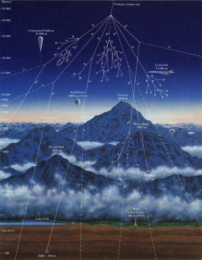 I raggi cosmici primari creano una cascata di