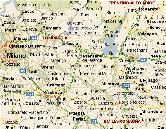 parcheggio Bergamo - zona industriale parcheggio Seriate - c.c. Iper e Castorama parcheggio Palazzolo c.c. Europa Autoparco Brescia Est A4 Torino - Trieste tratto Ospitaletto - Desenzano parcheggio