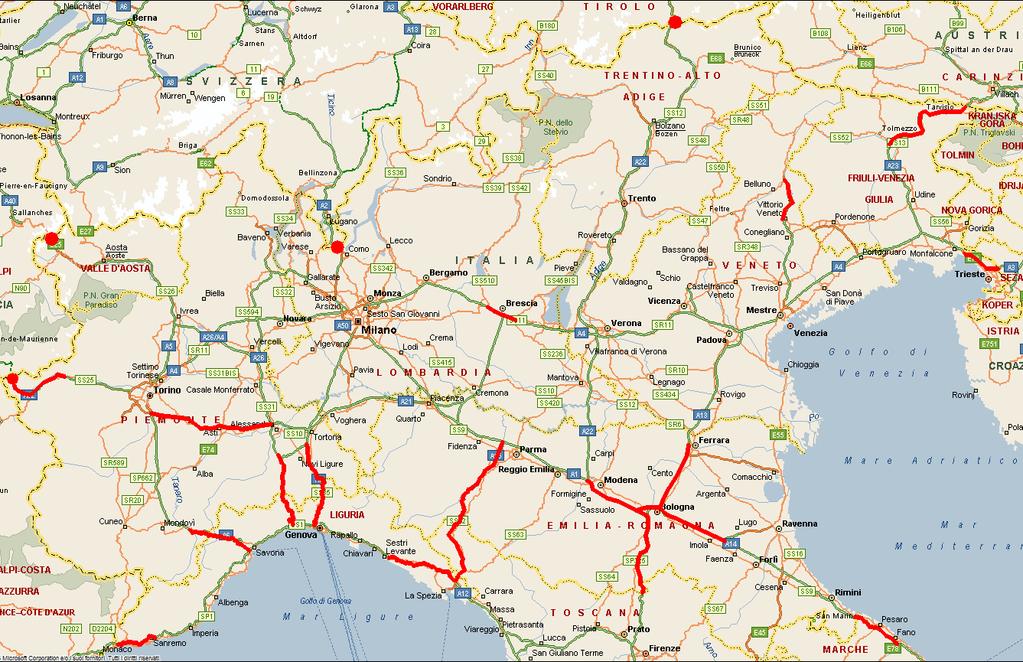 Viabilità Italia mappatura delle aree/nodi