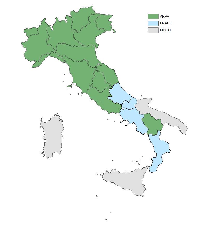 Sono risultate mappate 1081 stazioni di misura distribuite su tutto il territorio nazionale con prevalenza di concentrazione nel Nord Italia (Figura 2).