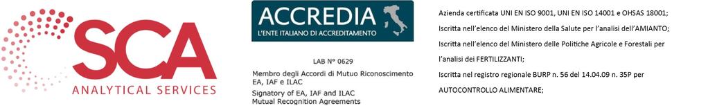 Committente: GIORGIO SANTORIELLO Via Longarone, 26 75025 POLICORO - MT Data emissione: 22-06-2017 Codice cliente: 2719 Matrice: ACQUA.