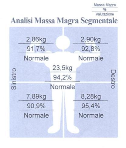 ANALISI MASSA MAGRA SEGMENTALE La massa magra (free fat mass) rappresenta la differenza tra il peso del corpo e la massa grassa.
