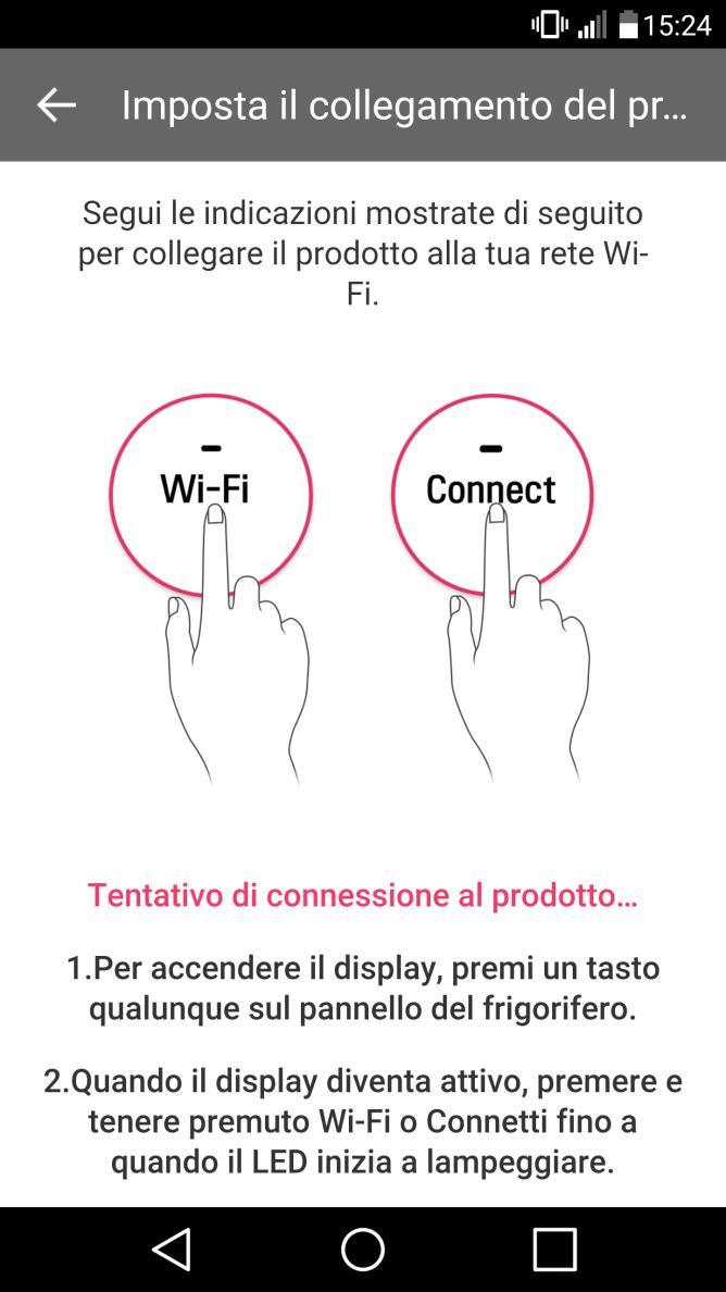 Connessione prodotto alla rete Wi-Fi A questo punto è necessario trovare il menù impostazioni sul frigorifero e verificare che la funzionalità Wi-Fi sia attiva, per poter procedere con la