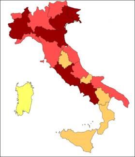 Parma con il 44,80%; Foggia con il 43,15% Il cartogramma evidenzia, per il semestre agosto-gennaio 2018, la percentuale dei depositi telematici, riferiti a tutti