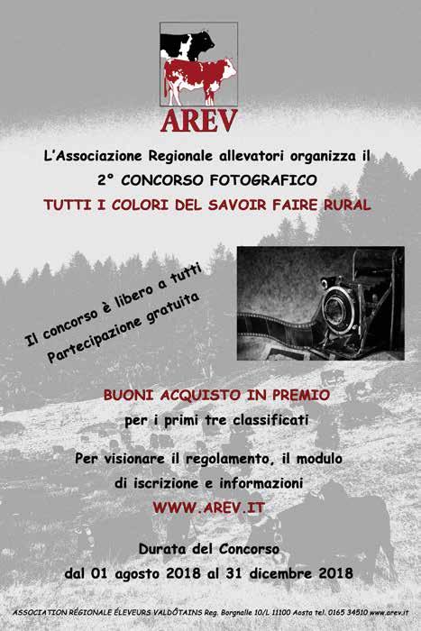 Elevage Vallée d Aoste 19 2 CONCORSO FOTOGRAFICO Tutti i colori del Savoir Faire Rural L AREV organizza il 2 concorso fotografico TUTTI I