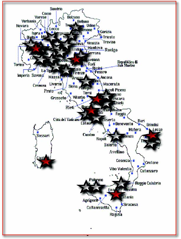 Il progetto comprende una serie di scuole distribuite su tutto il territorio nazionale in cui verranno montati i rivelatori.