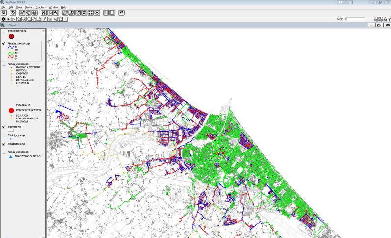 Configurazione complessiva della rete fognaria della città di Rimini: RETE