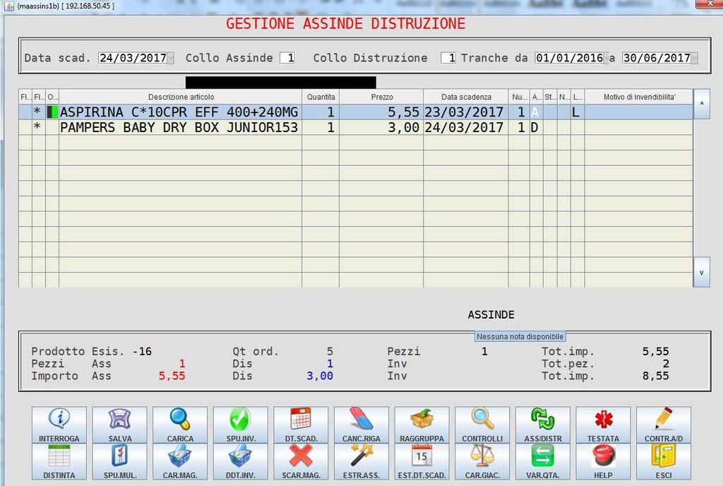 A video compare il messaggio È stato effettuato il carico magazzino