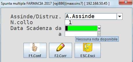 ASSINDE - SPUNTA PRODOTTI Per l Assinde bisogna effettuare la stampa della Distinta e della Bolla per ogni singolo collo Digitare Shift+F3 o cliccare sul pulsante - inserire nella maschera della