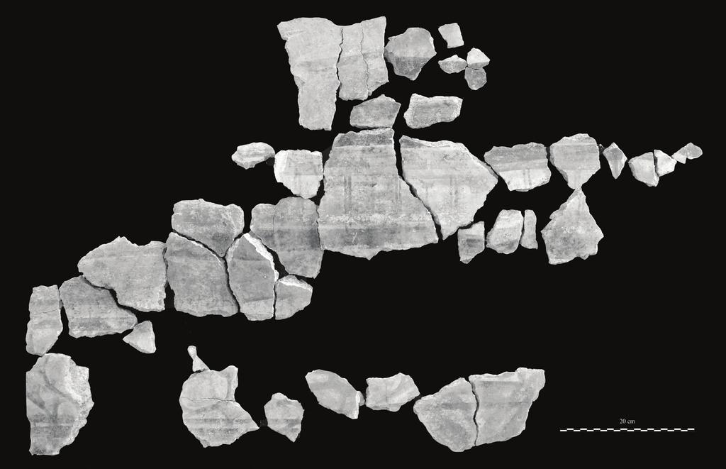 perimetrali dell ambiente (USS 21197, 21198), di cui costituirebbero il crollo; sono stati rinvenuti complessivamente 9108 frammenti.