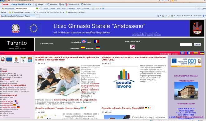 LE RISORSE MATERIALI IL SITO INTERNET E possibile reperire notizie sul Liceo Aristosseno attraverso il sito Internet della scuola, il cui indirizzo web è: www.liceoaristosseno.it. Il sito, curato nell ideazione, organizzazione e aggiornamento dal prof.