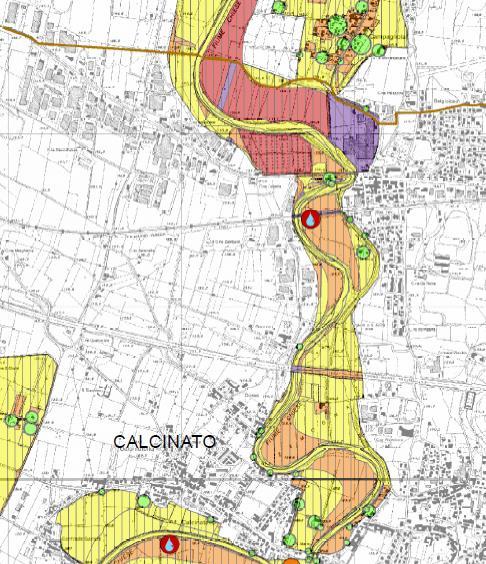 Calcinato area allagabile a tergo di Bpr e più ampia della fascia B Area con attività